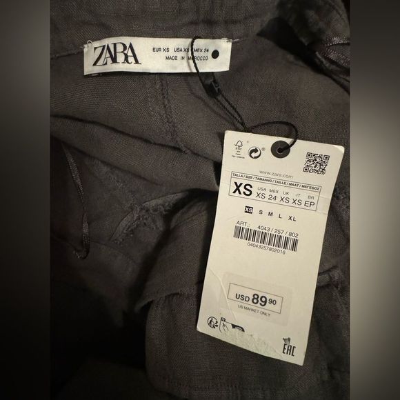 New ZARA LINEN SHIRTDRESS size XS S long Midi 100% linen Sleeveless V-neck dress - Picture 4 of 16